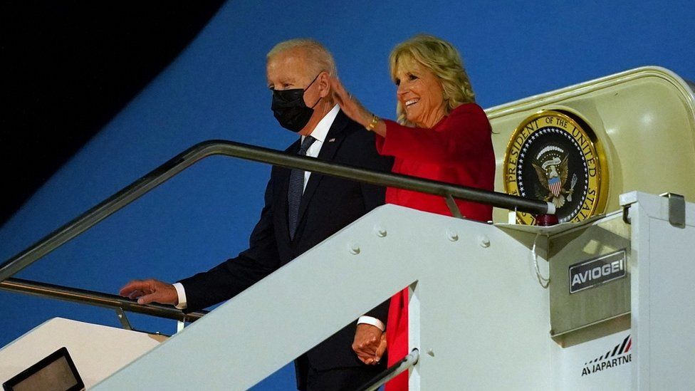 Biden lands in Europe with domestic spending plans in limbo