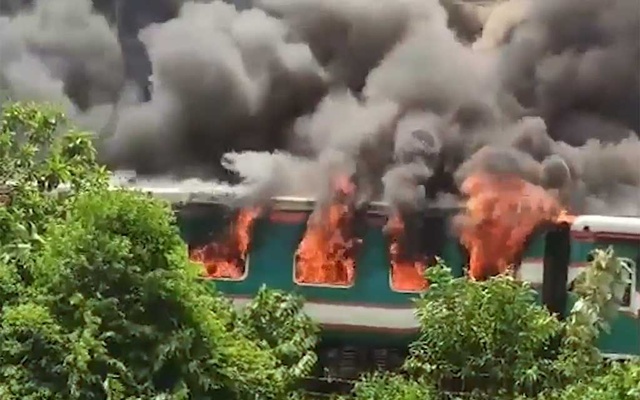 Parabat train fire: Rail service to Sylhet resumes after four hours